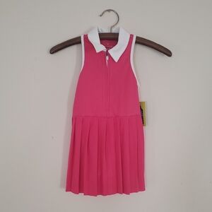 Pink Sleeveless Dress with White Collar